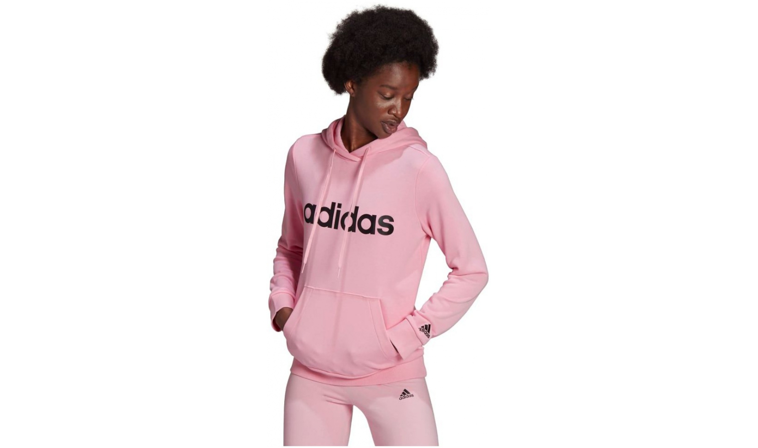 Womens leisure sweatshirt adidas LIN FT HD W pink | AD