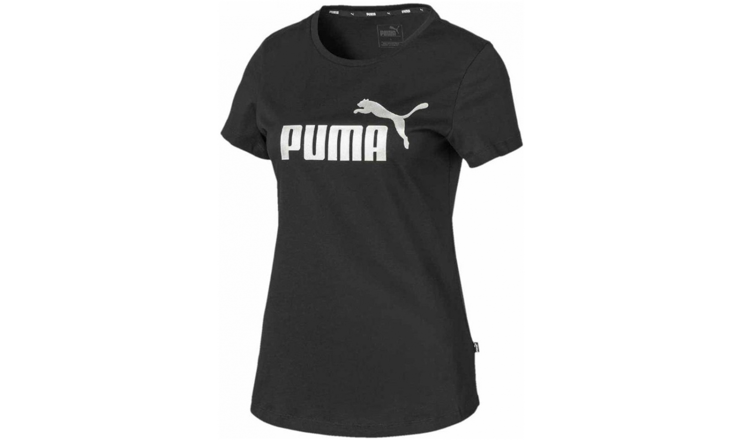 Womens leisure short shirt TEE black AD Puma | W METALLIC ESS+ sleeve