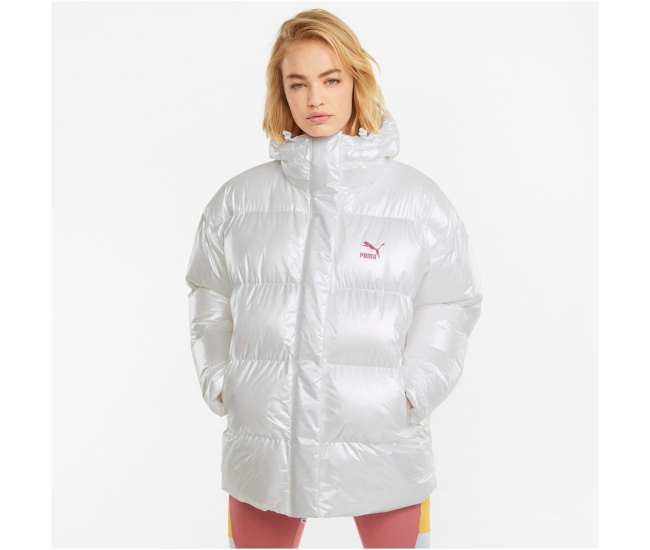 Womens winter jacket Puma W JACKET | CLASSICS AD white OVERSIZED
