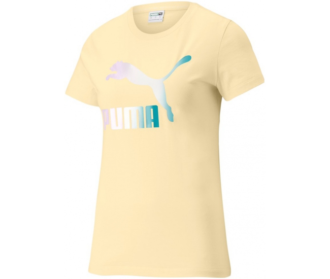 W Puma | Womens functional yellow GRAPHIC short CRYSTAL TEE sleeve AD shirt G.