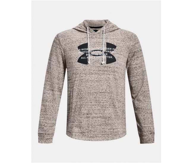 Mens sports sweatshirt Under Armour RIVAL TERRY LOGO HOODIE white | AD