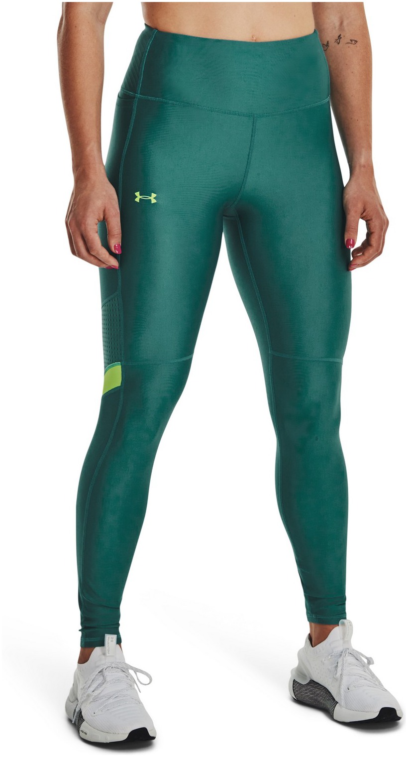 Womens high waisted compression leggings Under Armour ARMOUR MESH PANEL LEG  W green
